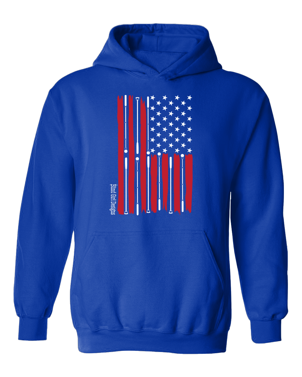 Beautiful Tactile American flag Hoodie Royal blue