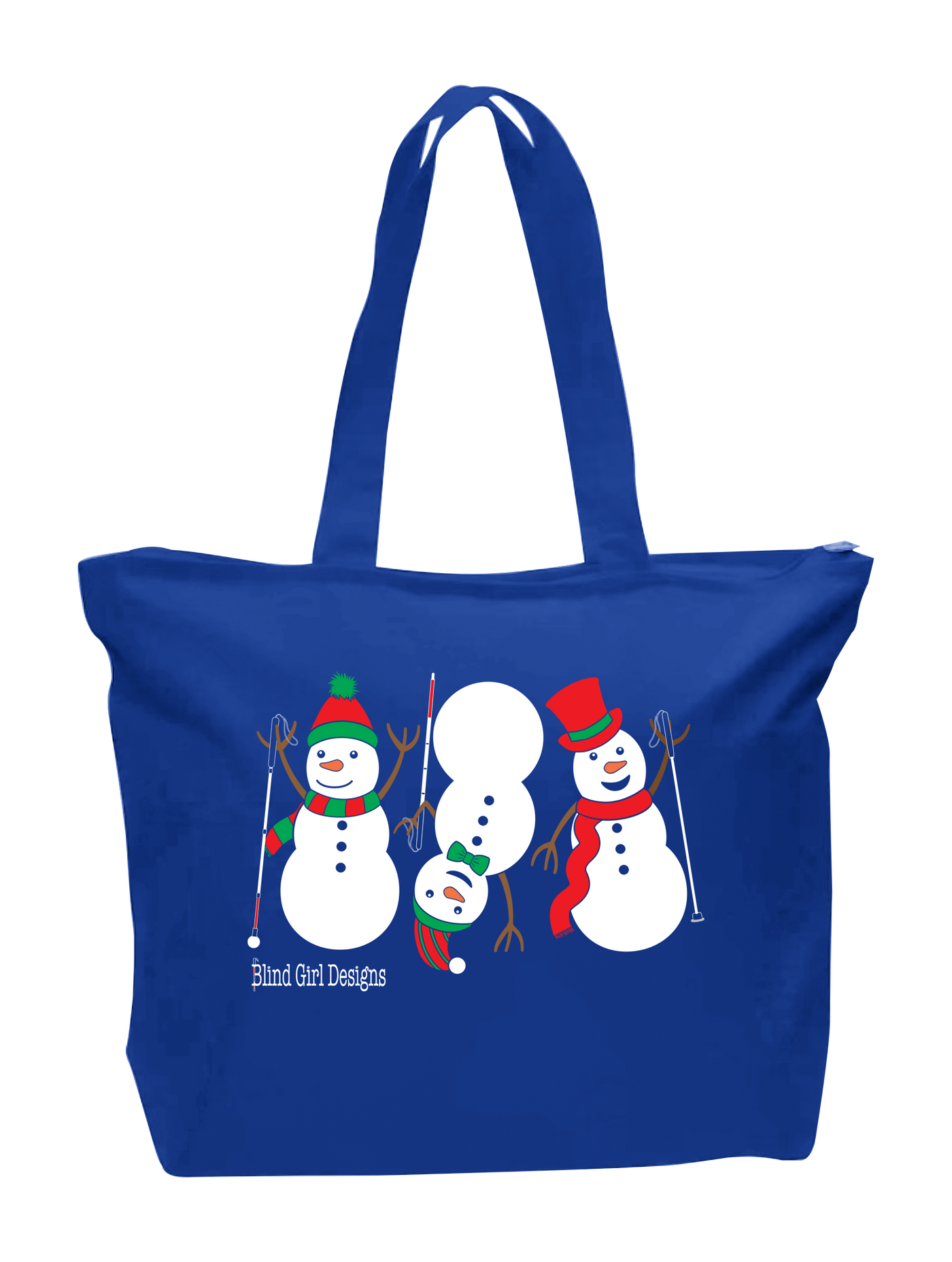 3 Dancing Snowmen with White Canes Tote Bag - Royal Blue