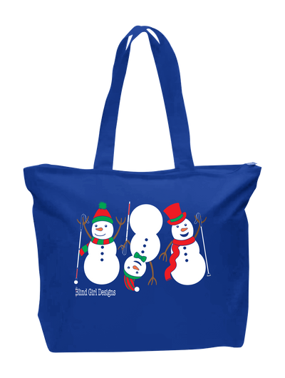 3 Dancing Snowmen with White Canes Tote Bag - Royal Blue