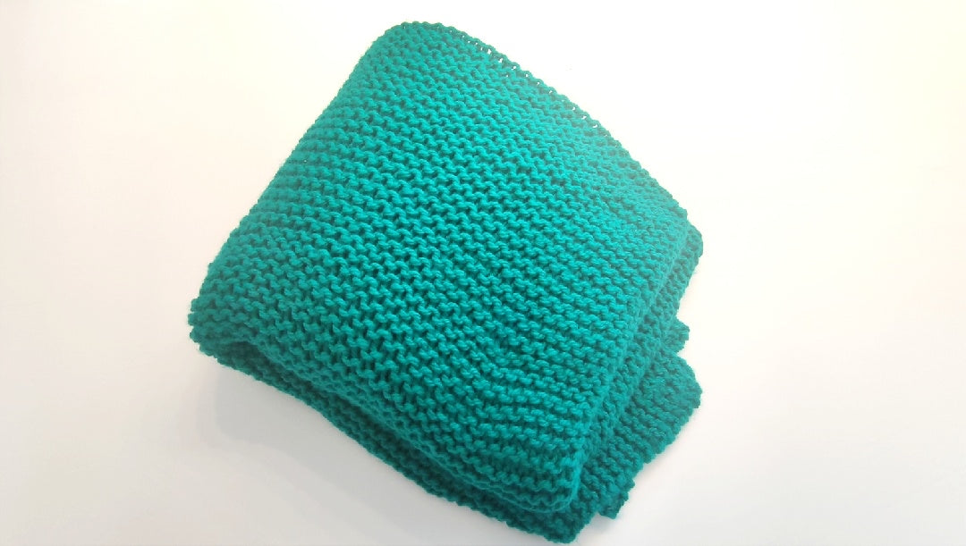 Big chunky Handknit Blanket  beautiful soft Teal by Linda