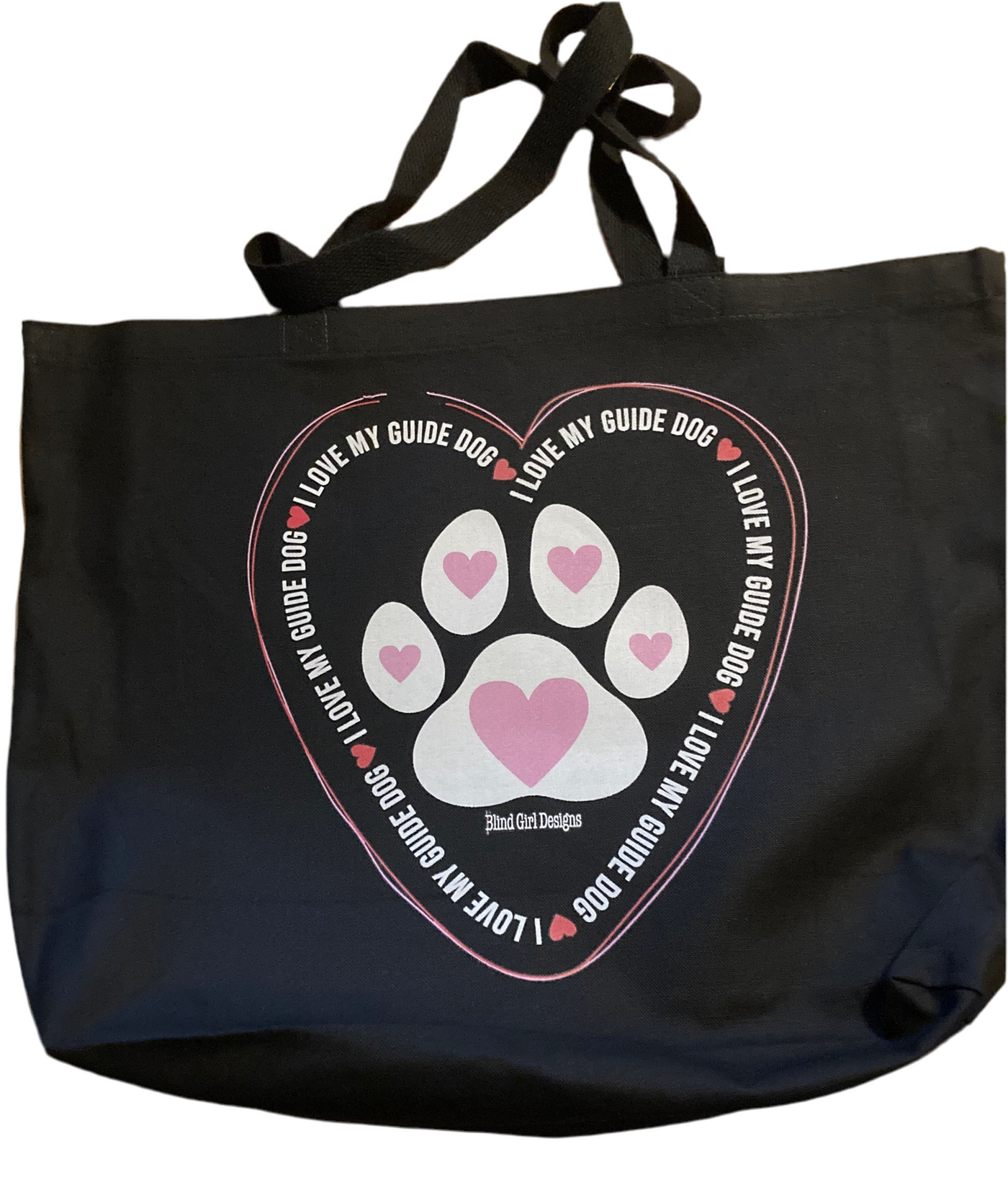 Big Canvas Zip Tote I Love My Guide Dog - Black