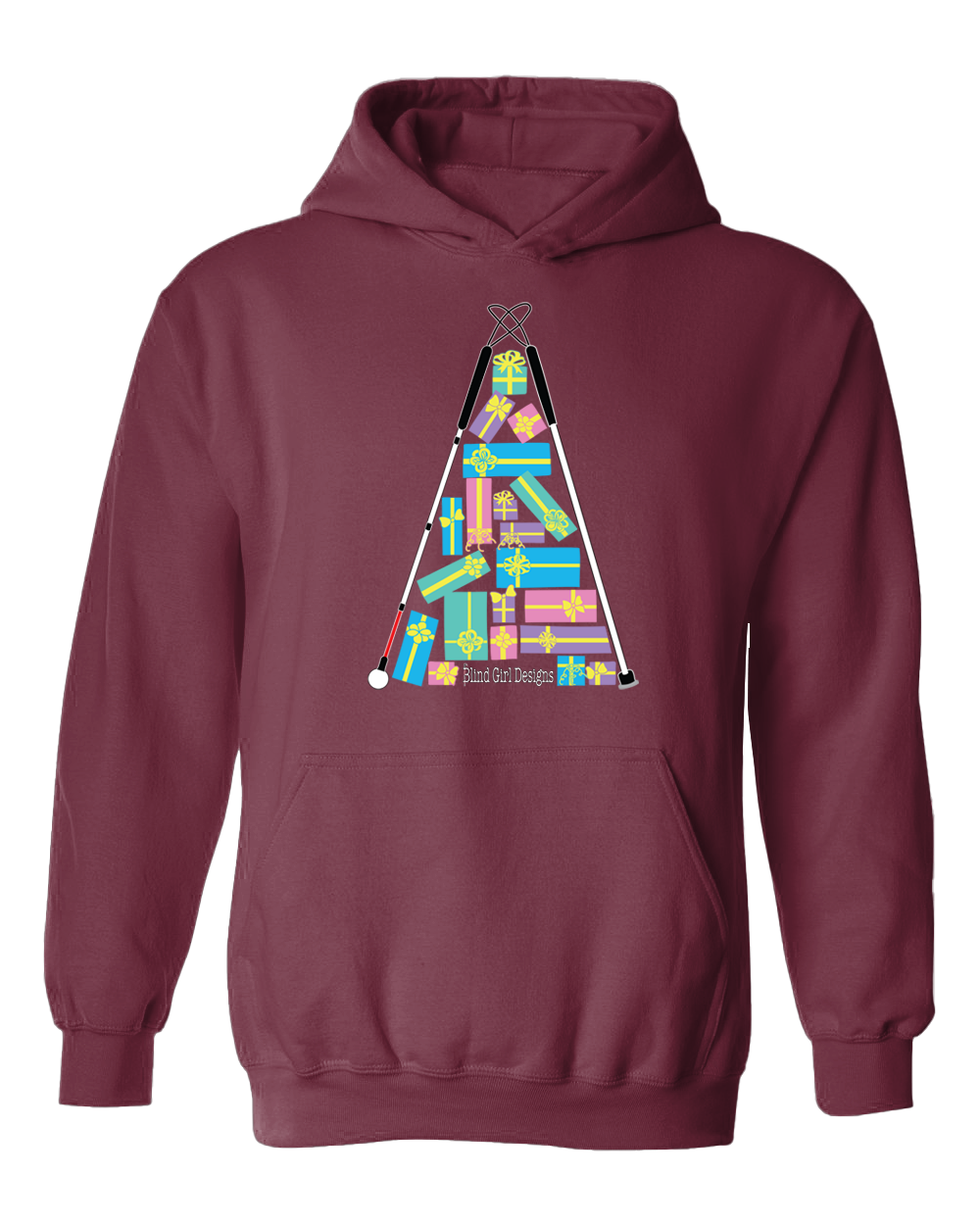 Christmas Tree of Gifts Hoodie - Berry