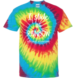3D! “I Slide the Rainbow” T-Shirt - Classic Tie Dye Rainbow