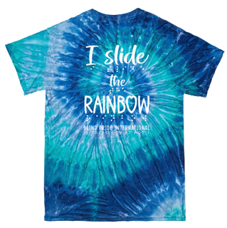 3D! “I Slide the Rainbow” T-Shirt - Blue Green Aqua Swirl Tie Dye