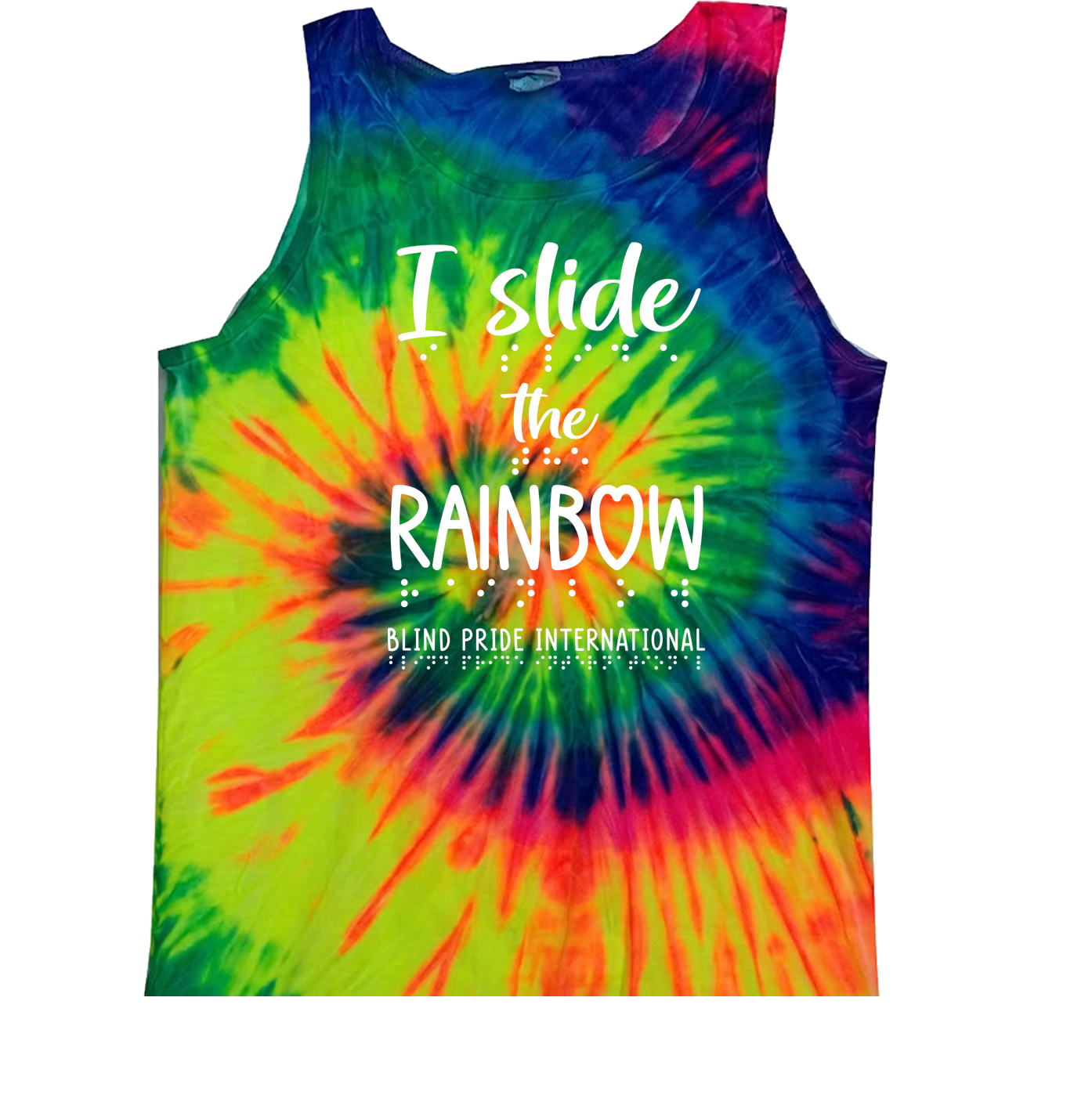 3D! “I Slide the Rainbow” Tank Top - Classic Tie Dye Rainbow