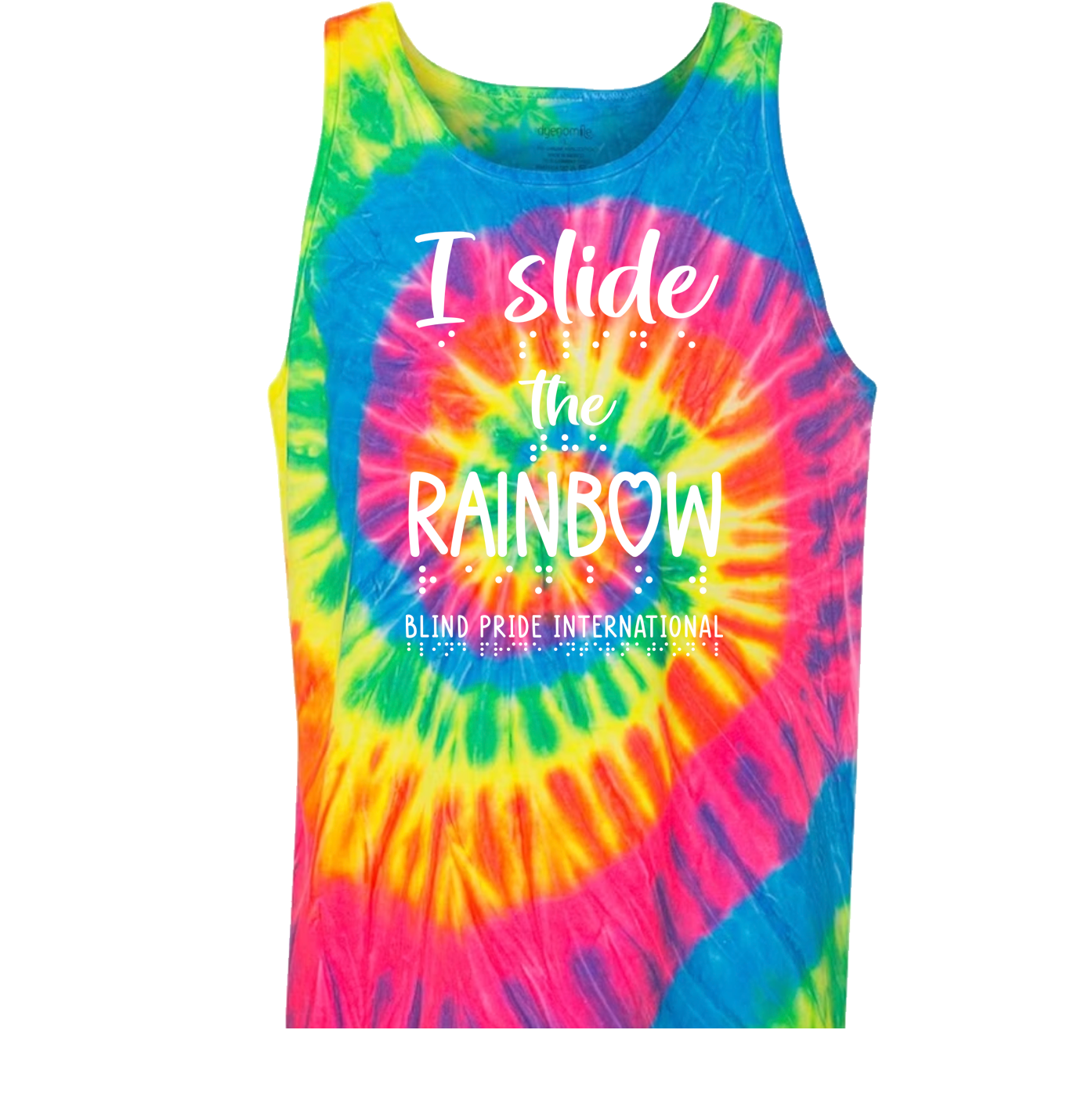 3D! “I Slide the Rainbow” Tank Top - Vibrant Tie Dye Rainbow