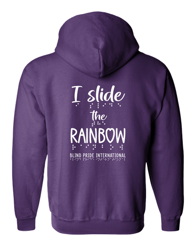 3D! “I Slide the Rainbow” Zip Hoodie - Purple
