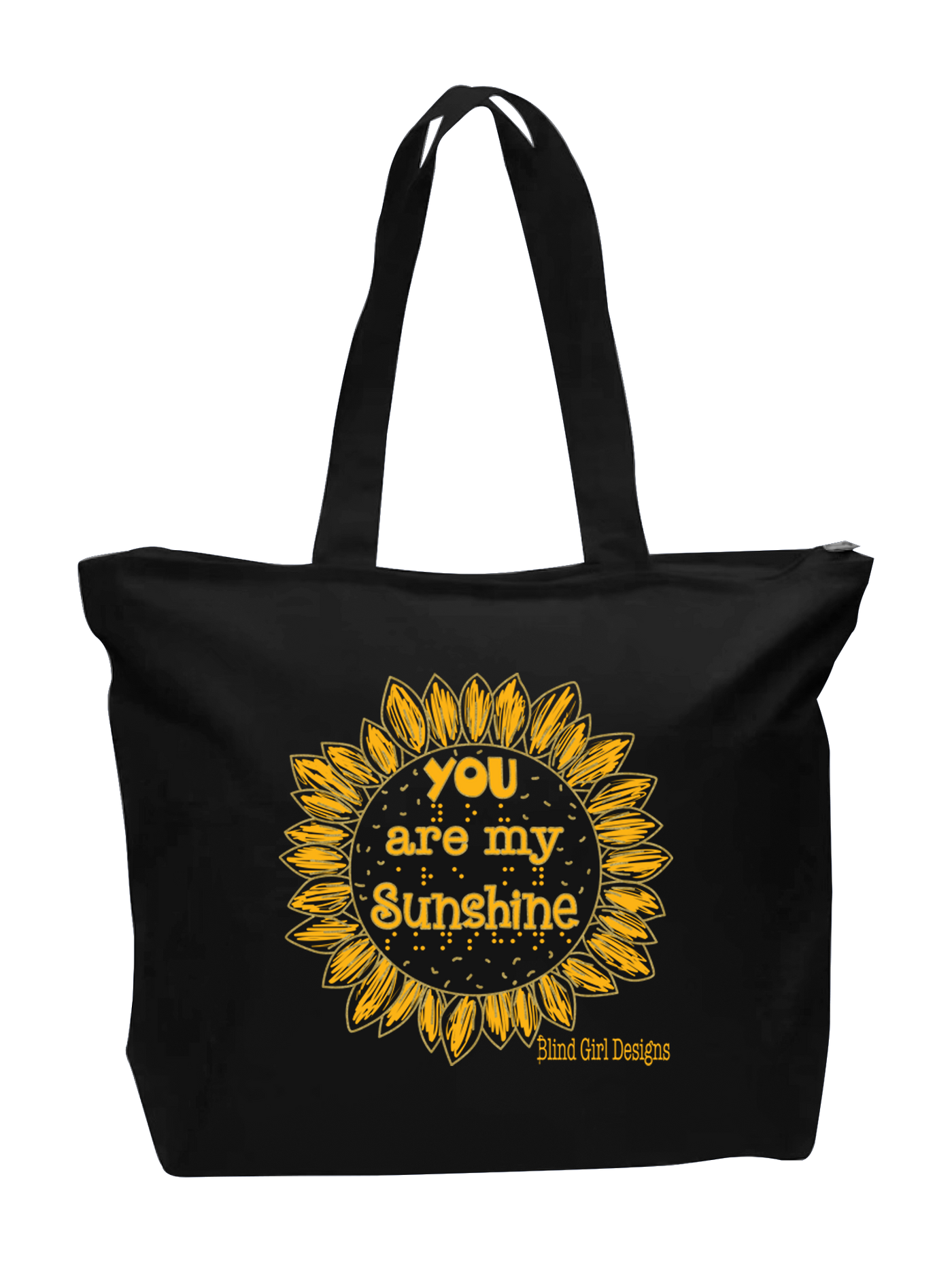 3D! Sunflower Tote Bag - Black