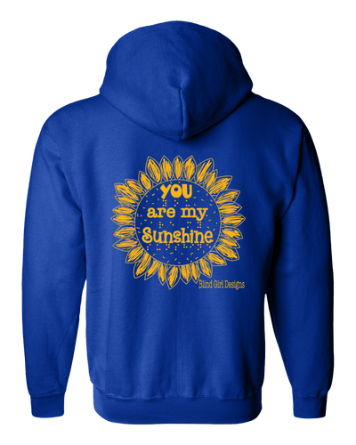 New 3D sunflower zip hoodie royal blue