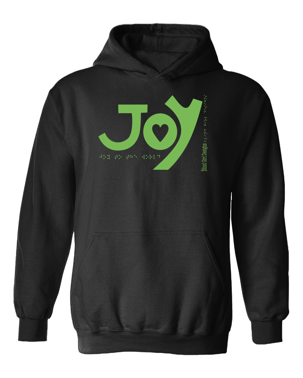 New 3D JOY Hoodie - Black with Green Glitter Ink