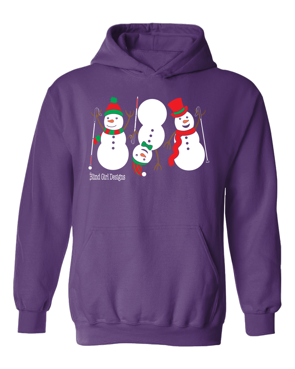 3 Dancing Snowmen with White Canes Hoodie - Purple