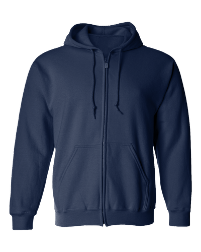 3D Braille Heart Full Zip Hoodie - Navy Blue