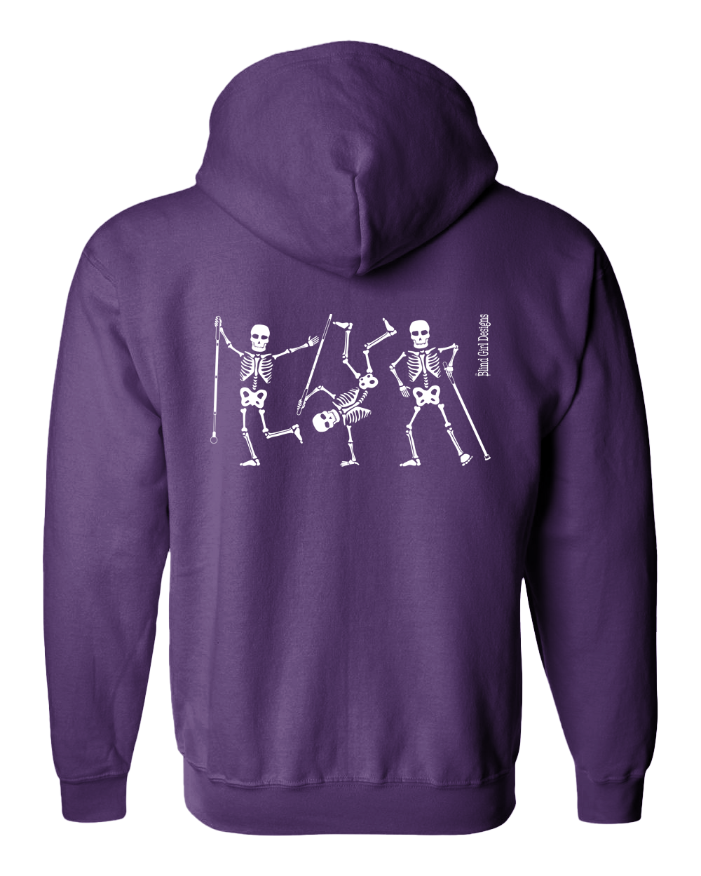 3D Dancing Skeletons Glow-in-the-Dark Full Zip Hoodie Purple