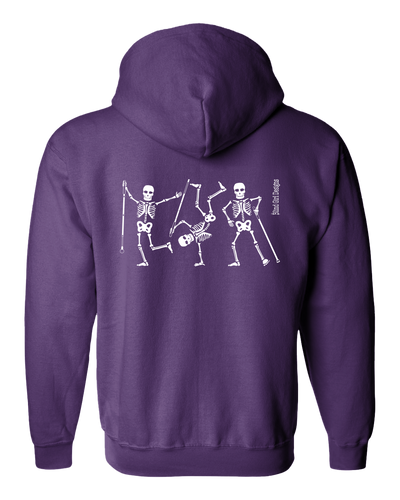 3D Dancing Skeletons Glow-in-the-Dark Full Zip Hoodie Purple