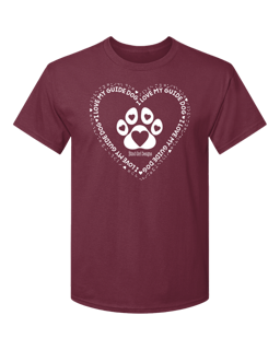 3D I Love My Guide Dog with Braille T-Shirt - Berry