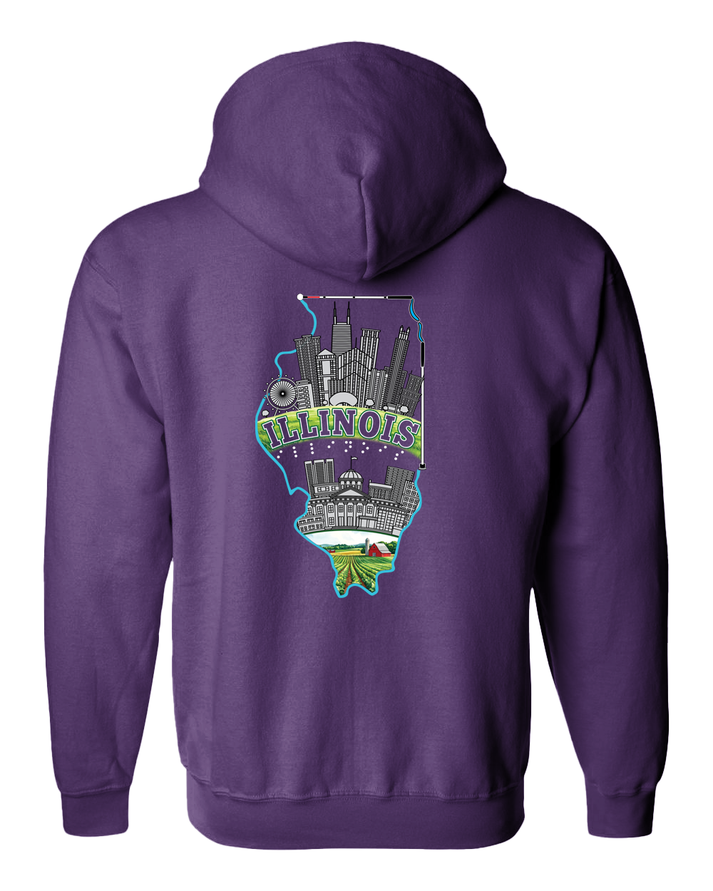 Beautiful Illinois Zip Hoodie - Purple