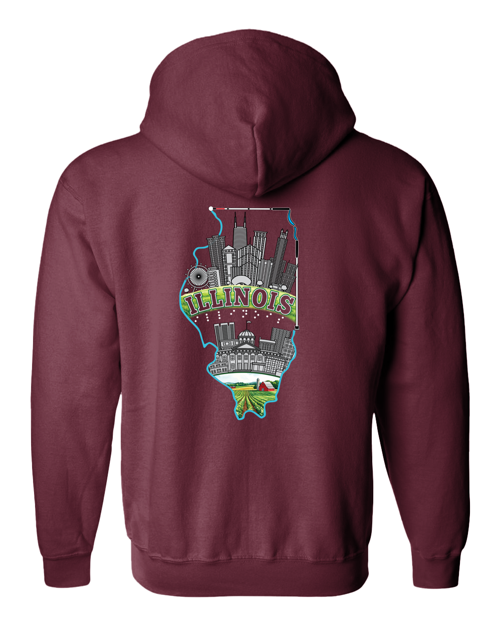 Beautiful Illinois Zip Hoodie - Berry