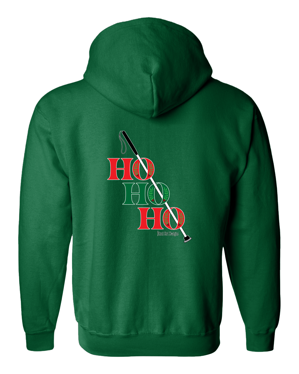 Ho ho ho!  white cane Zip Hoodie Irish green