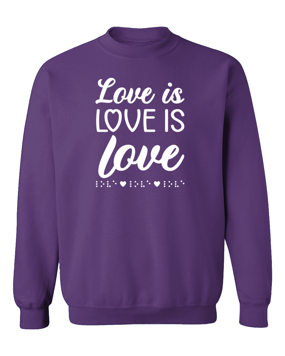 3D! Love is Love with Braille Sweatshirt - Purple