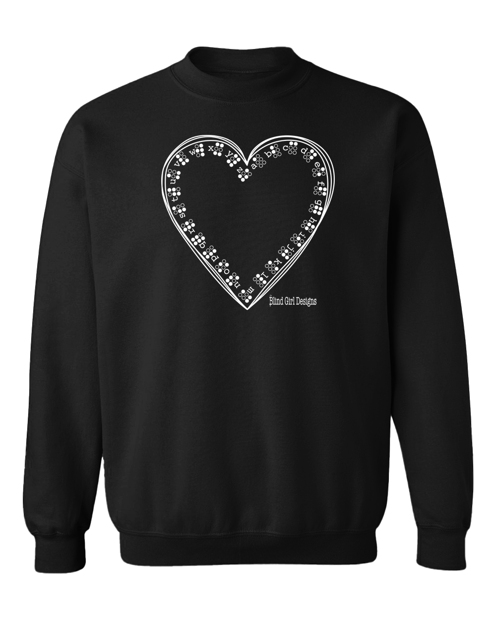 3D Tactile Braille Heart Sweatshirt - Black