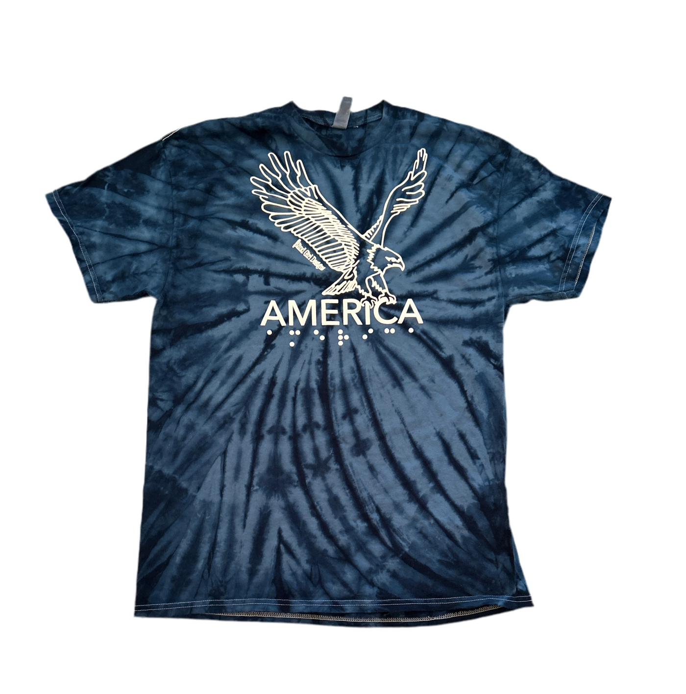 3D Tactile American Eagle T-Shirt - Blue Tie Dye