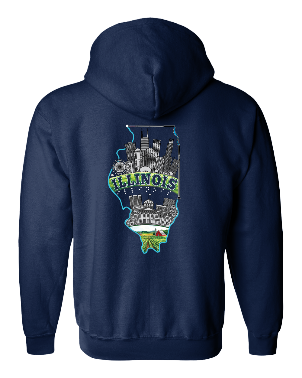 Beautiful Illinois Zip Hoodie - Navy Blue