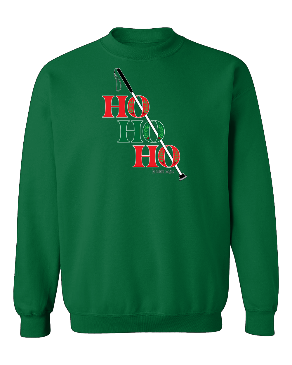 Ho ho ho! White cane SWEATSHIRT Irish green