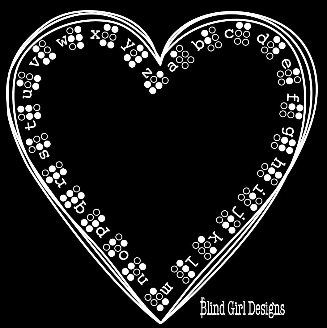 New! 3D ! Tactile Braille Heart  Hoodie - Black