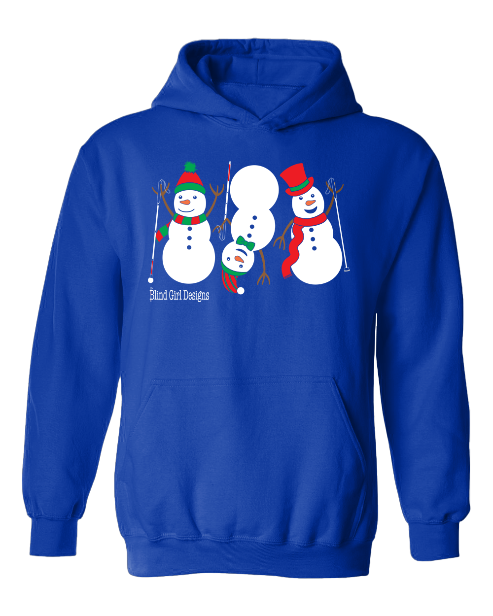 3 Dancing Snowmen with White Canes Hoodie - Royal Blue