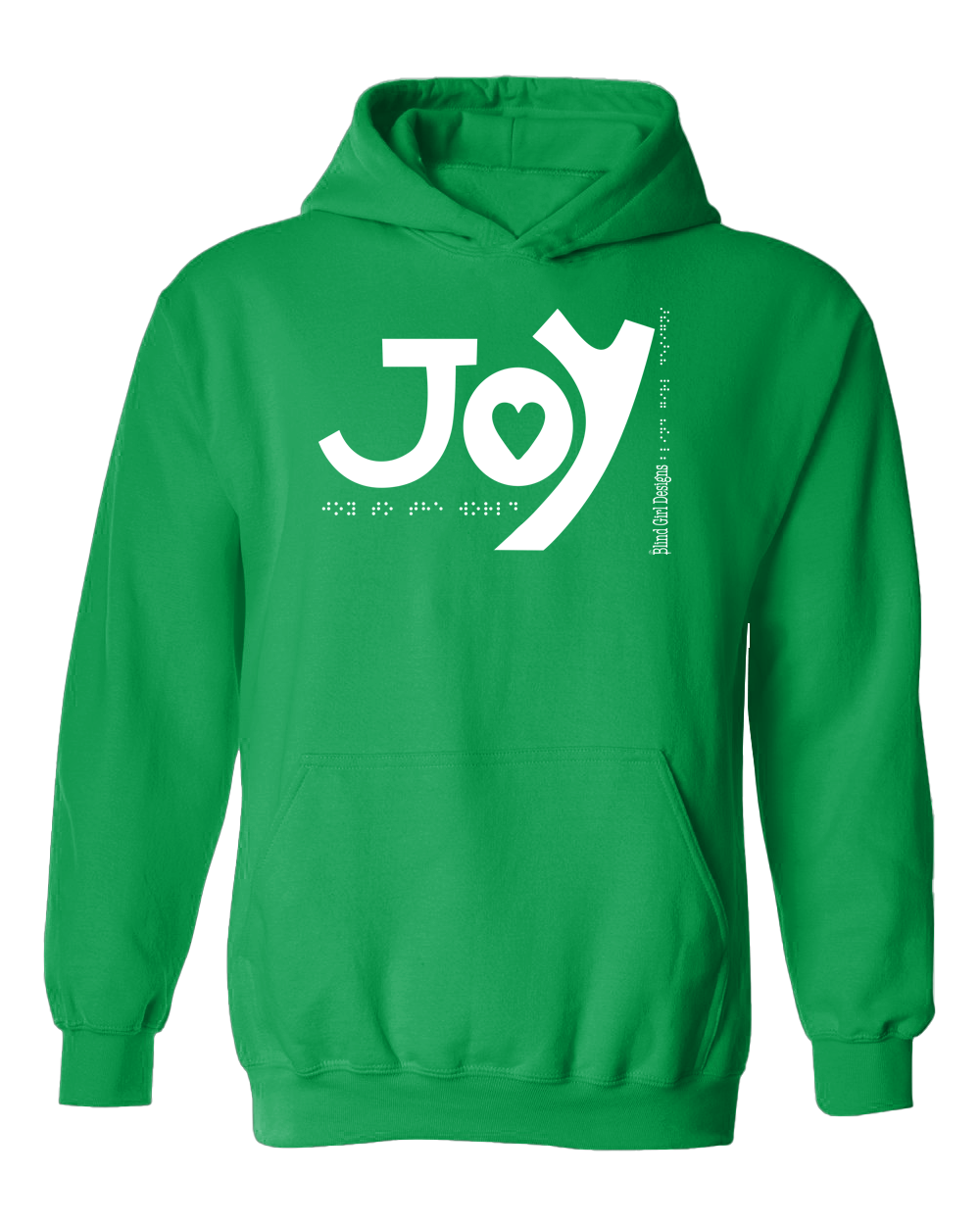 New 3D JOY Hoodie - Green with White Glitter Ink