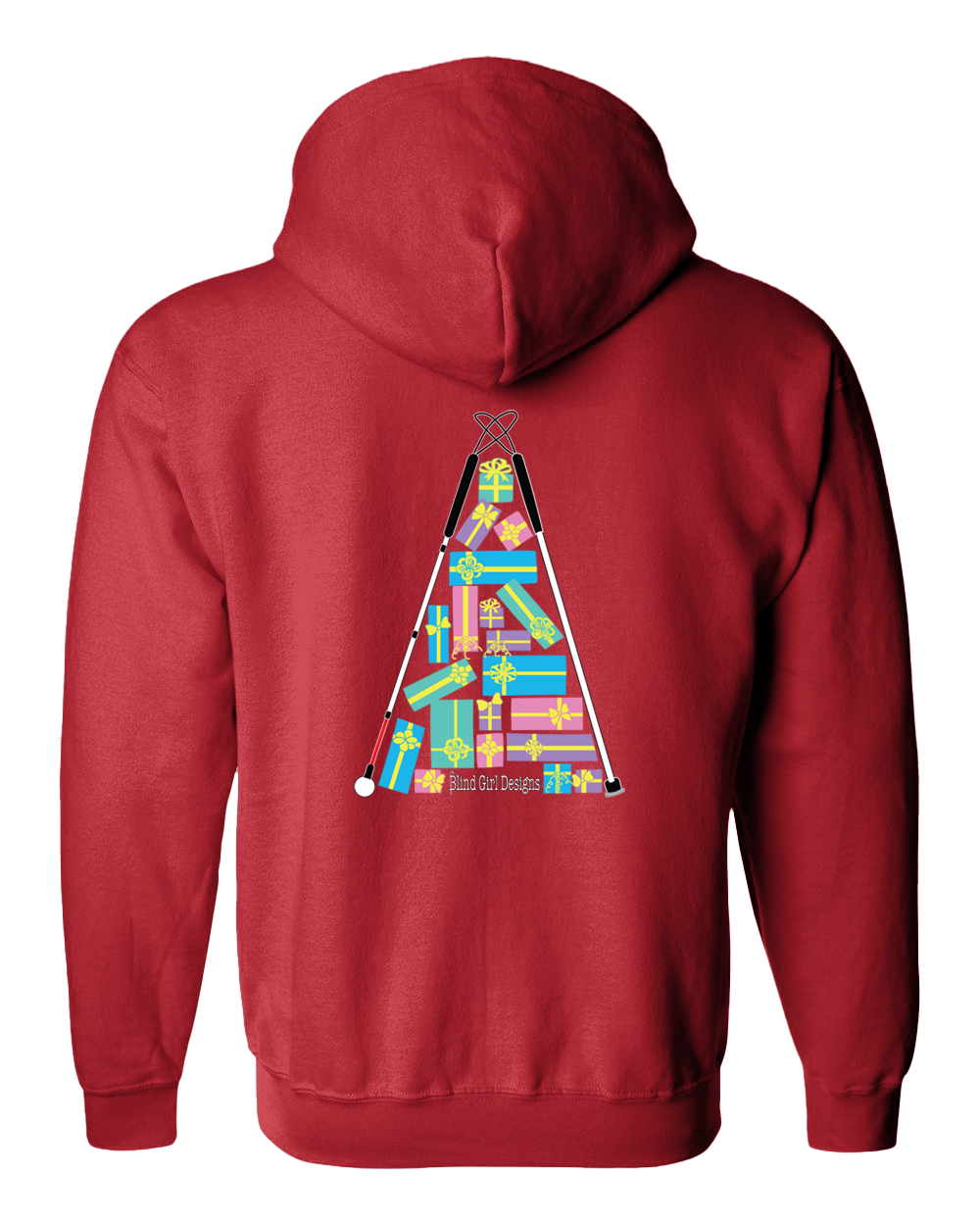 Christmas Tree of Gifts Zip Hoodie - Red