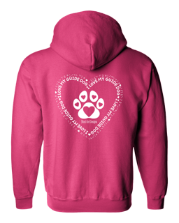 3D I Love My Guide Dog Full Zip Hoodie - Pink