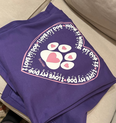Tactile “Home is Where My Dog Is" Sweatshirt Blanket - Purple