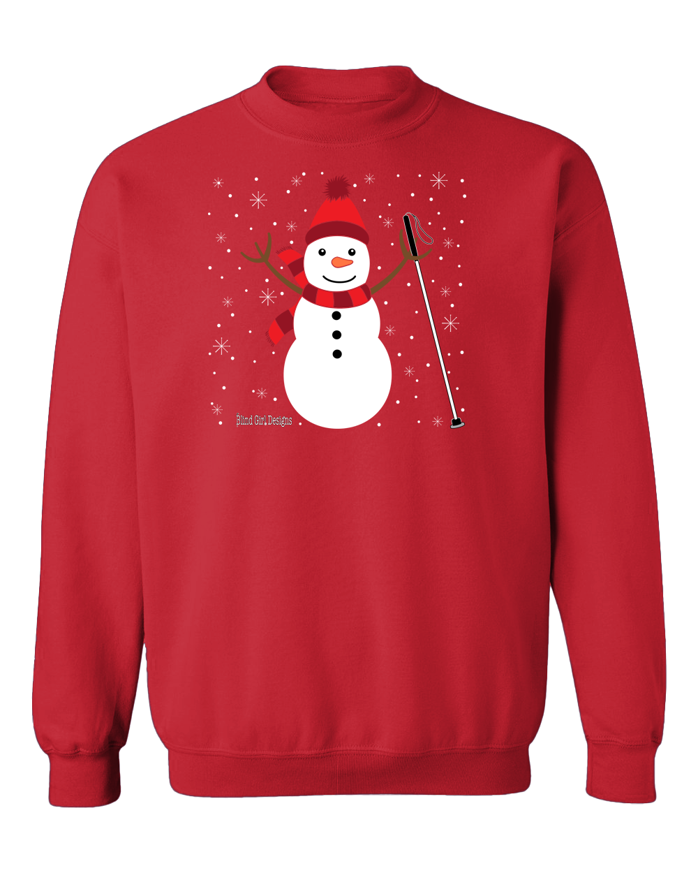 Jolly white cane snowman SWEATSHIRT red