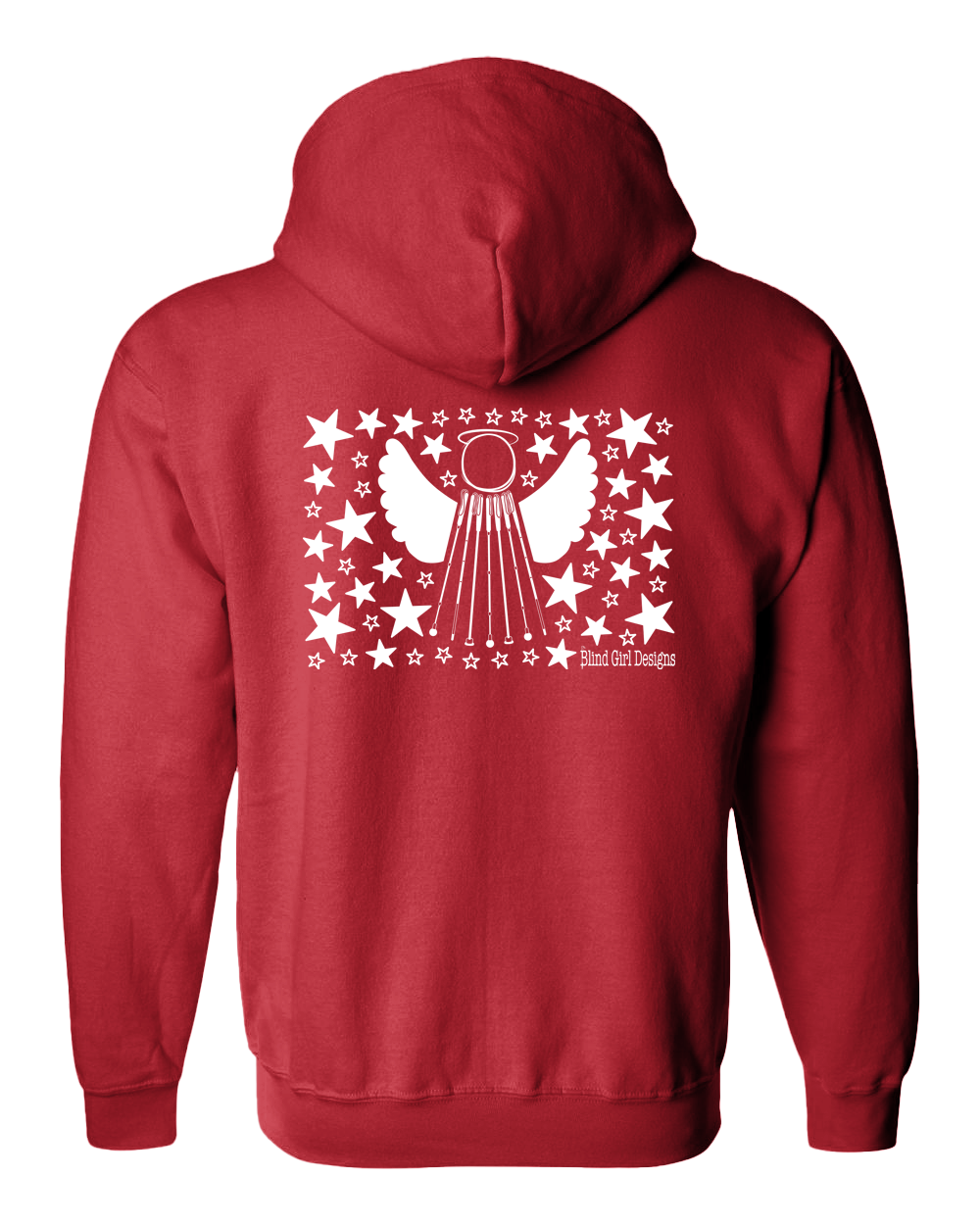 Star Angel 3D Glow-in-the-Dark Zip Hoodie - Red