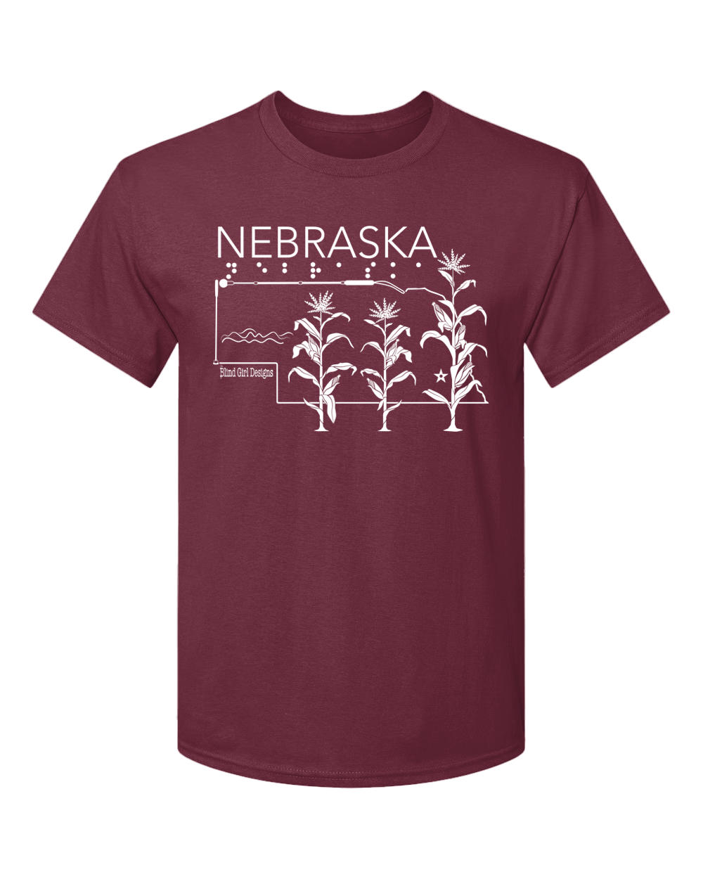 3D Tactile Nebraska T-Shirt - Berry