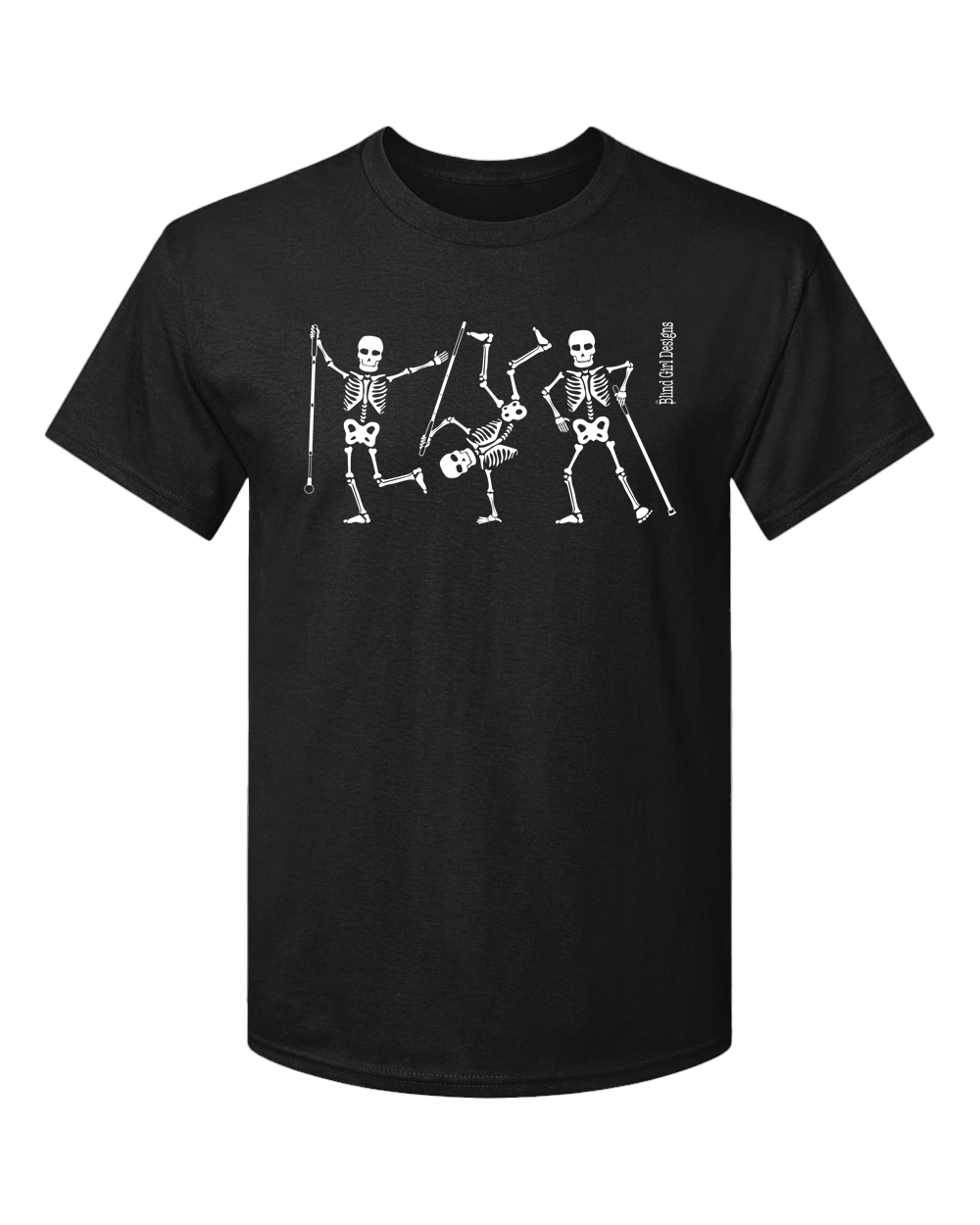 New! Dancing Skeletons 3-D Glow-in-the-Dark T-Shirt - black