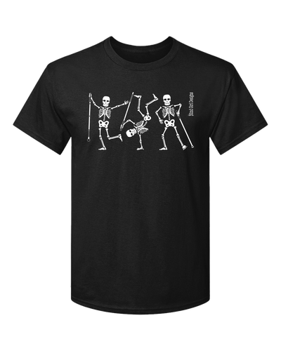 New! Dancing Skeletons 3-D Glow-in-the-Dark T-Shirt - black