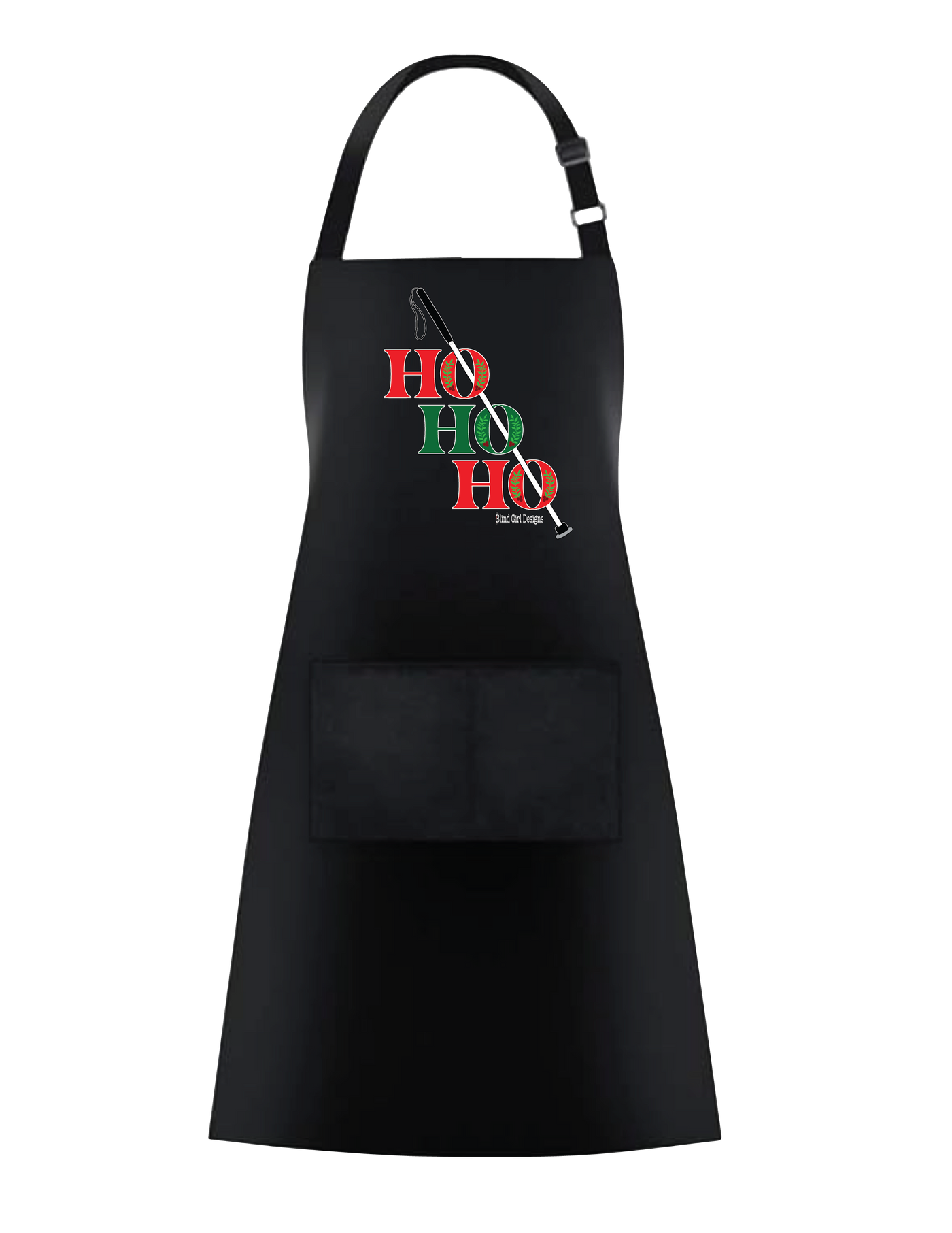 Ho ho ho! White cane Apron - Black