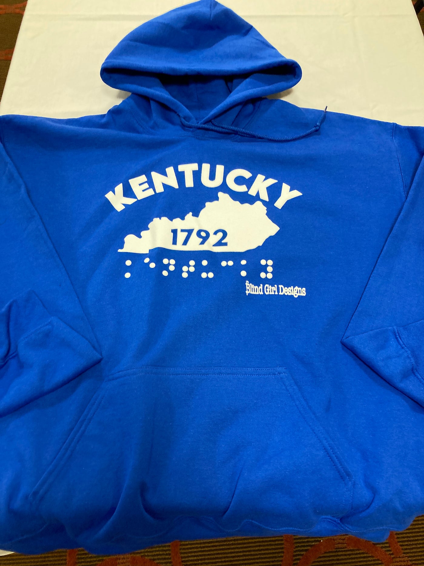Sale! 3D Tactile Kentucky State  Hoodie -Royal Blue