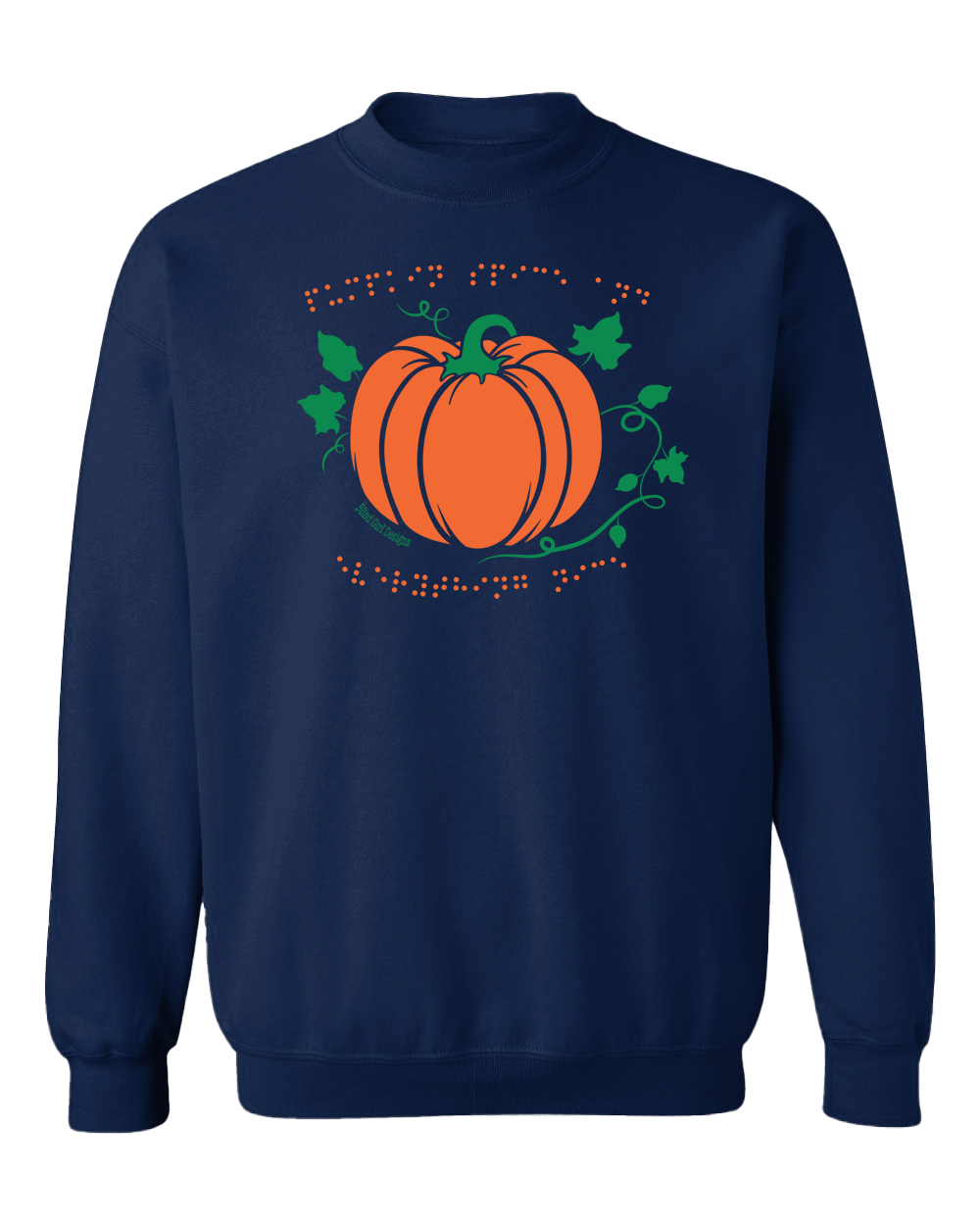 New! 3D Pumpkin Spice Crew Sweatshirt - Navy Blue