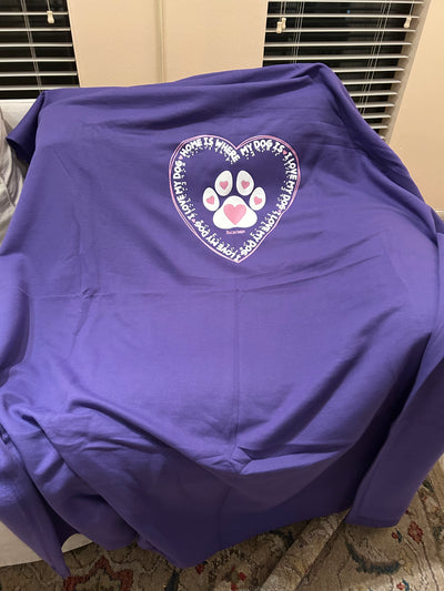 Tactile “Home is Where My Dog Is" Sweatshirt Blanket - Purple