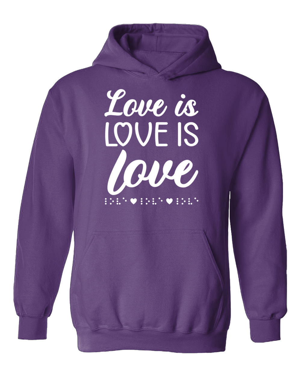 3D! Love is Love with Braille Hoodie - Purple