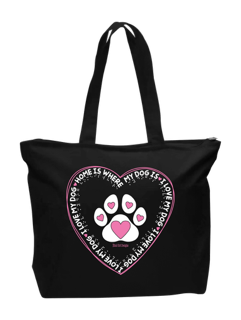 Home Is Where My Dog Is Full Zip Tote - Black