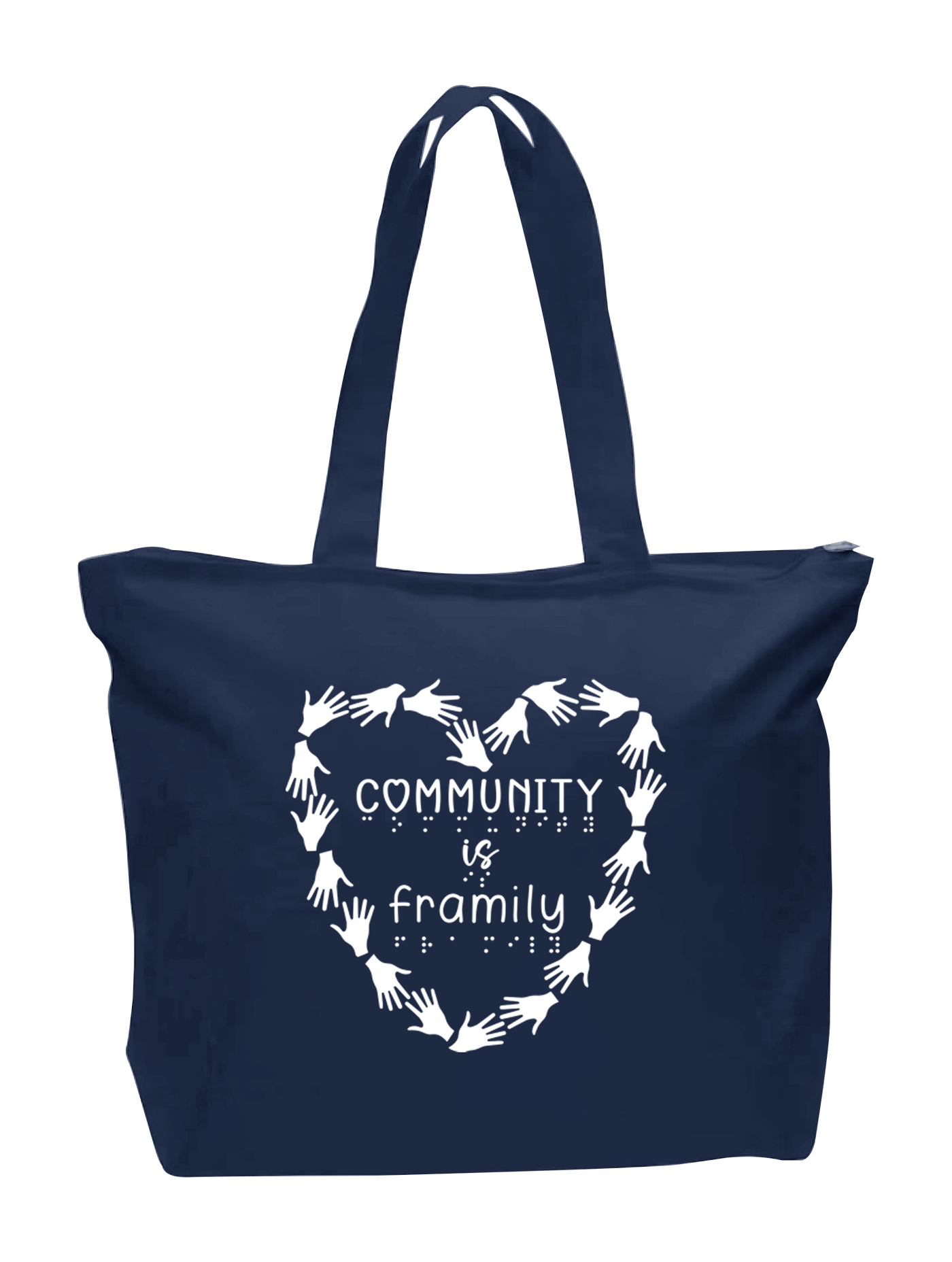 Community is Framily Zip Tote navy