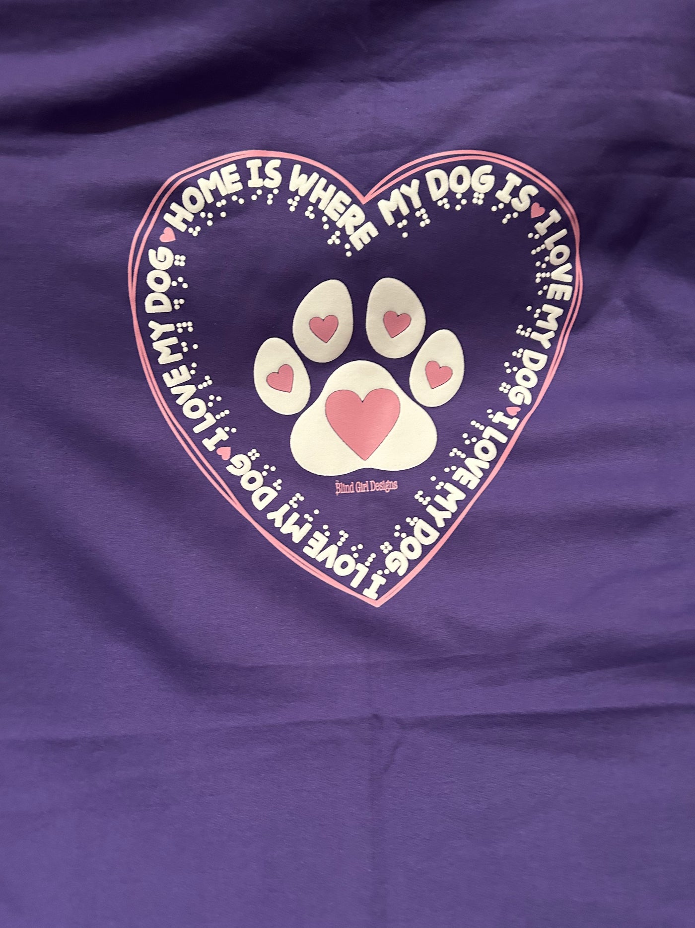 Tactile “Home is Where My Dog Is" Sweatshirt Blanket - Purple