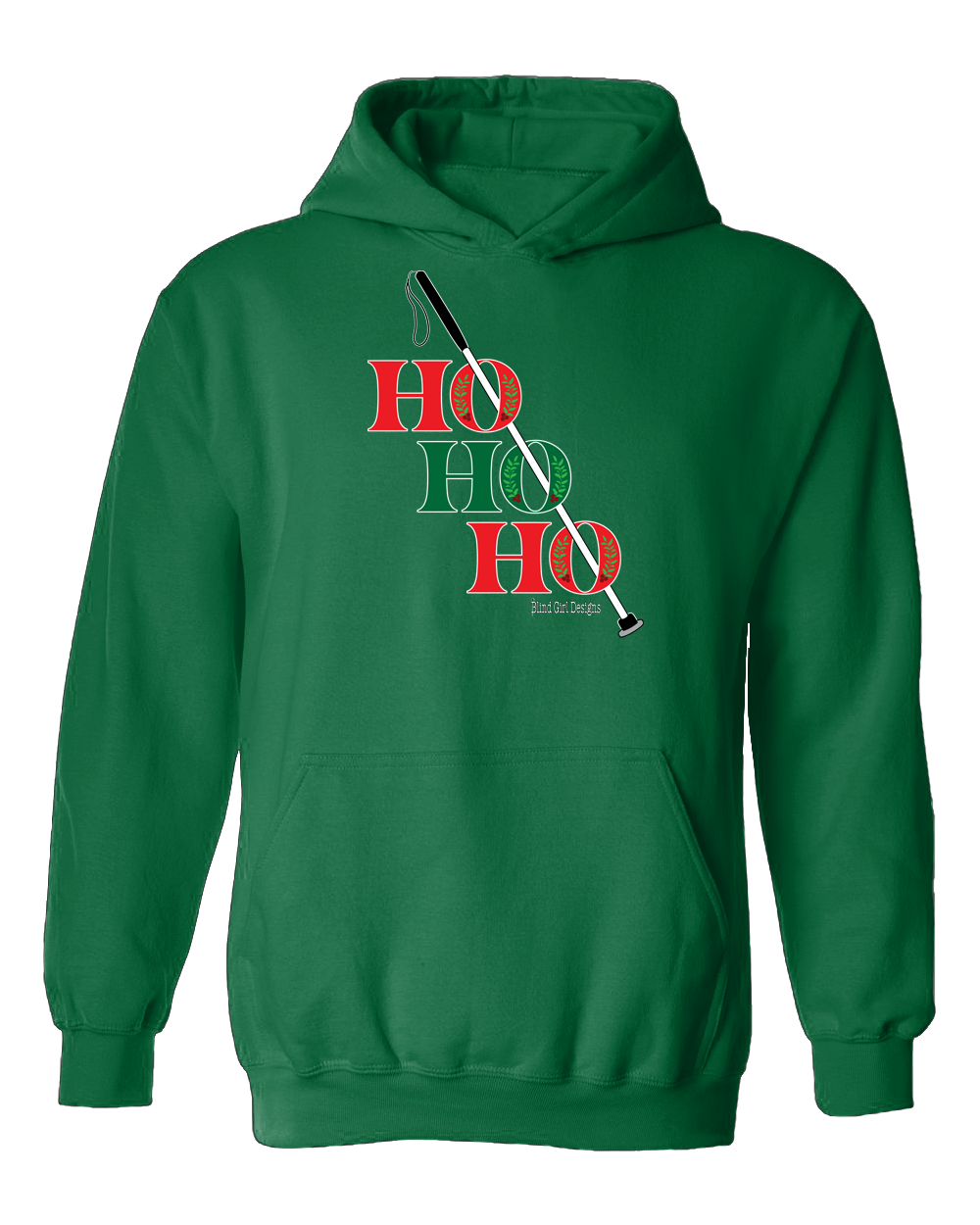 Ho ho ho! White cane Hoodie - irish  green