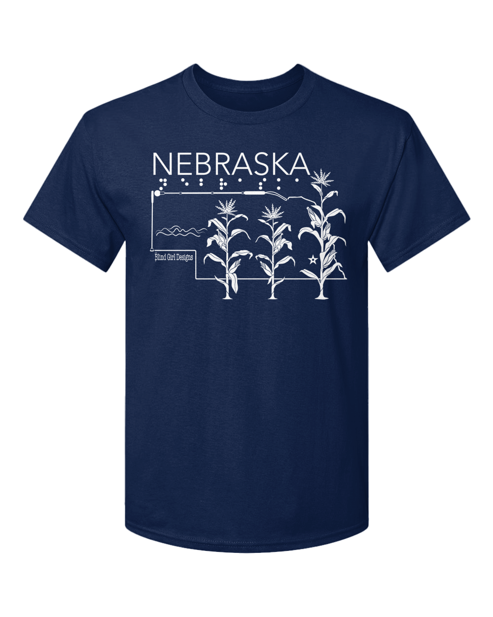 New! 3D Tactile Nebraska T-Shirt - Navy Blue