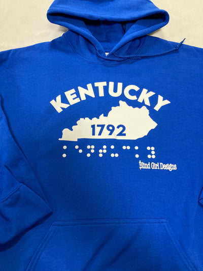 New! 3D Tactile Kentucky State  Hoodie -Royal Blue