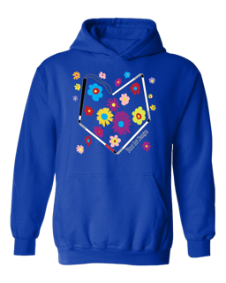 Colorful Flower Heart Cane Hoodie - Royal Blue